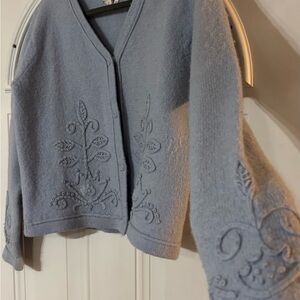 Embroidered Blue Women's Sweater